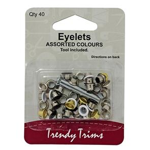 Trendy Trims Eyelets - Assorted Colours 40/Pkg