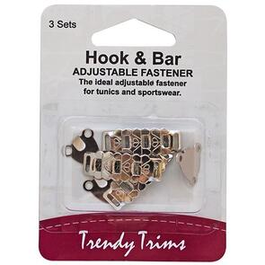 Trendy Trims Hook and Bar Adjustable Fastener 3/Pkg