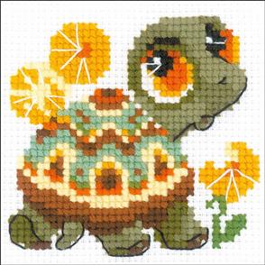 Riolis Counted Cross Stitch Kit - 4"X4" - Little Turtle