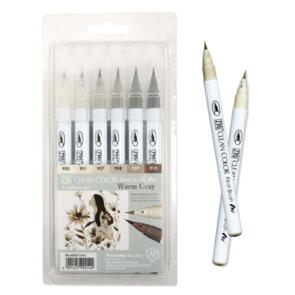 KURETAKE ZIG CLEAN COLOR Real Brush 6 colors set "Warm Gray"