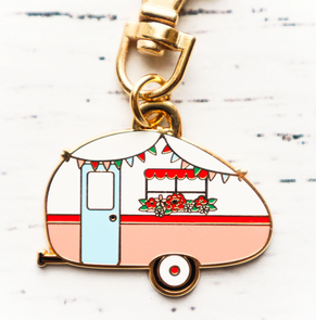 Flamingo Toes Enamel Charm - Retro Camper