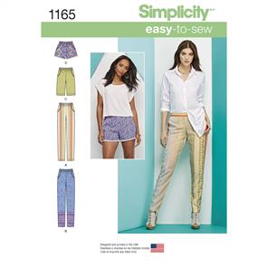 Simplicity Pattern 1165 Women's Pull-on Trousers, Long or Short Shorts