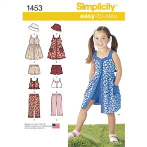 Simplicity Pattern 1453 Child's Dress, Top, Trousers or Shorts and Hat