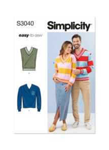 Simplicity Sewing Pattern Unisex Knit Vest and Tops S3040