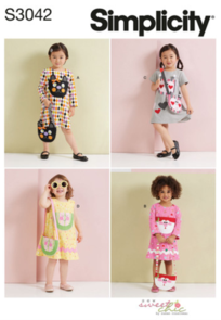 Simplicity Sewing Pattern Toddlers' Dress with Sleeve Variations and Purse S3042