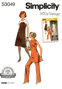 Simplicity Sewing Pattern 1970s Misses' Dress, Tunic and Pants S3049