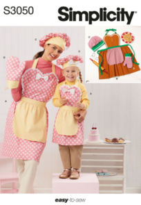 Simplicity Sewing Pattern Children's and Misses' Apron, Mitts and Hat S3050