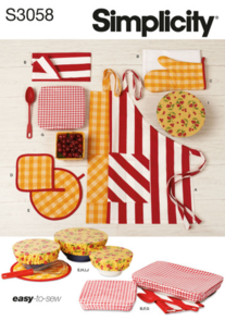 Simplicity Sewing Pattern Apron in One Size and Kitchen Accessories S3058