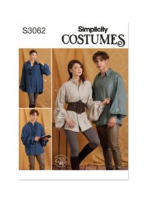 Simplicity Sewing Pattern Unisex Costume Shirts S3062