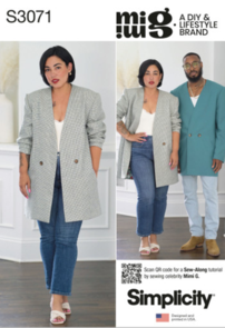 Simplicity Sewing Pattern Unisex Blazer by Mimi G Style S3071