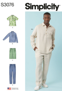 Simplicity Sewing Pattern Men's Tops, Shorts and Pants S3076