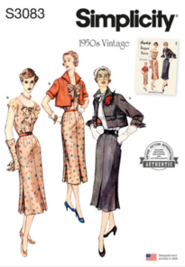 Simplicity Sewing Pattern 1950s Misses' Dress and Jacket S3083