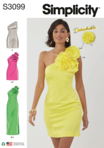 Simplicity Sewing Pattern Misses' Dress in Two Lengths with Detachable 3D Flowers S3099