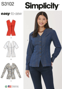 Simplicity Sewing Pattern Misses' Shirt with Sleeve Variations S3102