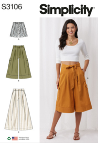 Simplicity Sewing Pattern Misses' Shorts and Pants with Tie Belt S3106