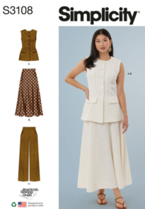 Simplicity Sewing Pattern Misses' Vest, Skirt and Pants by American Sewing Guild S3108