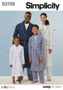 Simplicity Sewing Pattern Girls' and Boys' and Adults' Robe, Shorts and Pants S3109