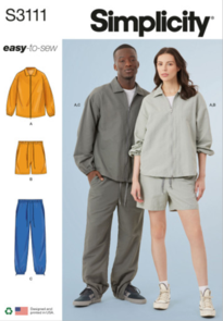 Simplicity Sewing Pattern Unisex Jacket, Shorts and Pants S3111