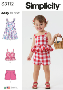 Simplicity Sewing Pattern Toddlers' Dress, Top and Shorts S3112