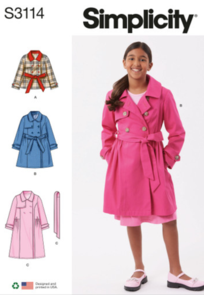 Simplicity Sewing Pattern Girls' Trench Coat in Three Lengths S3114