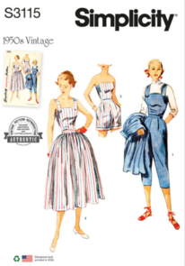 Simplicity Sewing Pattern 1950s Misses' Two-Piece Play Suit in Two Lengths and Skirt S3115