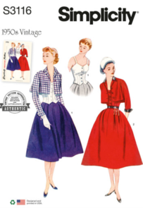 Simplicity Sewing Pattern 1950s Misses' Bolero Suit and Bodice S3116