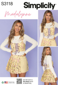 Simplicity Sewing Pattern Misses' Cropped Corset and Skort by Madalynne S3118