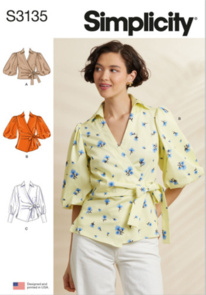 Simplicity Sewing Pattern Misses' Wrap Top with Sleeve Variations S3135