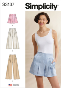 Simplicity Sewing Pattern Misses' Pleated Shorts and Pants in Two Lengths S3137