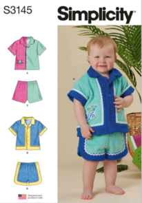 Simplicity Sewing Pattern Babies' Contrast Shirt and Shorts S3145