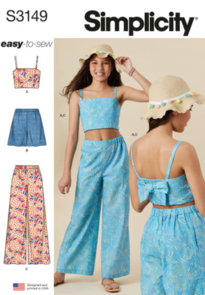 Simplicity Sewing Pattern Girls' Top, Shorts and Pants S3149