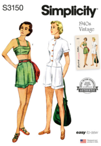 Simplicity Sewing Pattern 1940s Misses' Jacket, Bra and Shorts S3150