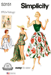Simplicity Sewing Pattern 1950s Misses' One Piece Bathing Suit and Skirt S3151