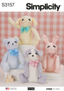 Simplicity Sewing Pattern Seated Plush Animals by Elaine Heigl Designs S3157