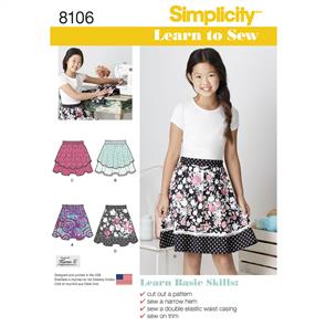 Simplicity Pattern 8106 Learn To Sew Skirts for Girls and Girls Plus