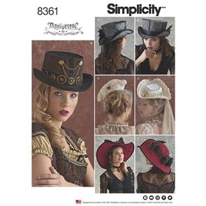 Simplicity Pattern 8361 Hats in Three Sizes: S (21"), M (22"), L (23")