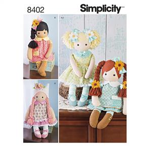 Simplicity Pattern 8402 23" Stuffed Dolls With Clothes
