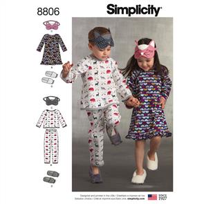 Simplicity Pattern 8806 Child Dress, Top, Pants, Eye Mask and Slippers