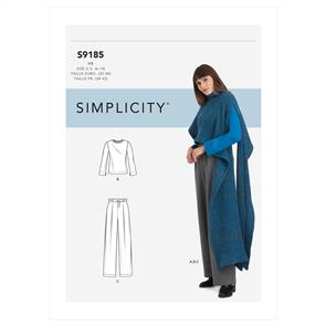 Simplicity Pattern 9185 Misses' Knit Top, Pants & Knit Cape