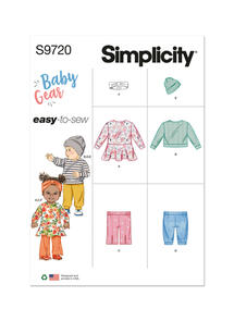 Simplicity Babies' Knit Dress, Top, Pants, Hat and Headband S9720