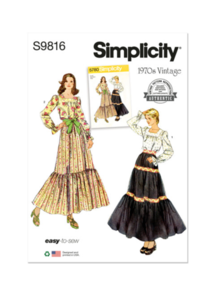 Simplicity Sewing Pattern 1970s Misses' Blouse and Skirts