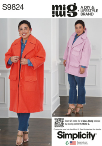 Simplicity Sewing Pattern Misses' Coat in Two Lengths by Mimi G Style S9824