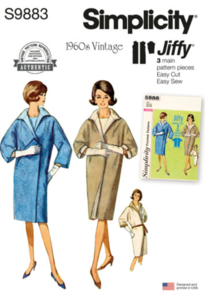 Simplicity Sewing Pattern 1960s Misses' Reversible Coat S9883