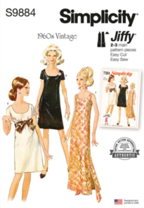 Simplicity Sewing Pattern 1960s Misses' Dress in Two Lengths S9884