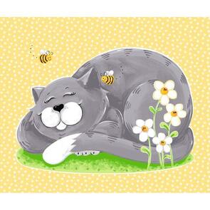 Susybee Purrl the Grey Cat 36"/ 90cm Panel