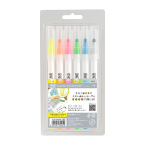 KURETAKE ZIG Clean Color Dot - Single -  Highlight 6 Colour Set