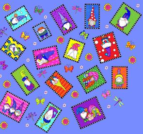 RJR Garden Gnomes /Sue Marsh Gnome Family Portraits - Periwinkle