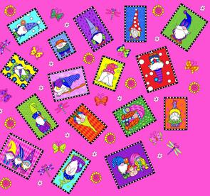 RJR Garden Gnomes /Sue Marsh Gnome Family Portraits - Pink