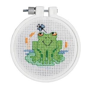 Janlynn Kid Stitch Mini Counted Cross Stitch Kit 3" Round - Soggy Froggy