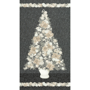 Robert Kaufman Holiday Flourish - Peppermint twist || 60cm Panel - Graphite